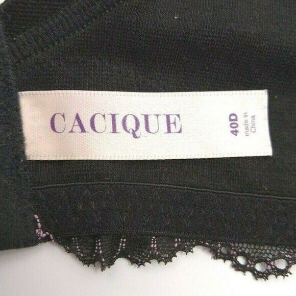 Lane Bryant Cacique Womens Bra Cotton Lace Full Coverage Size 40D Black - Picture 3 of 6